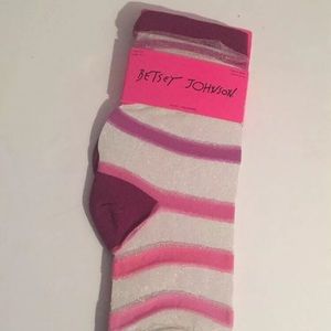 BETSEY JOHNSON Mesh STRIPED Pink Socks SIze 9-11